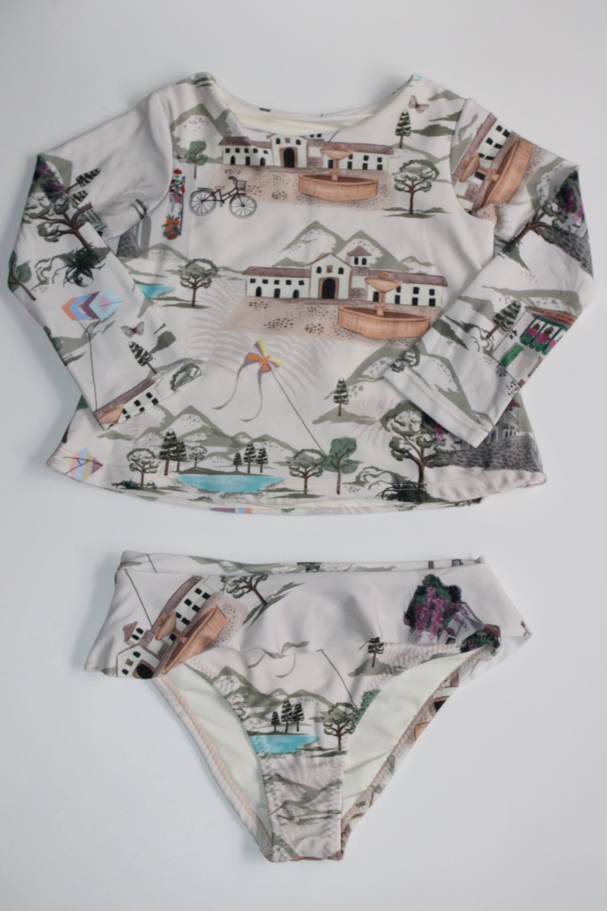 Kids long sleeve bikini set with print